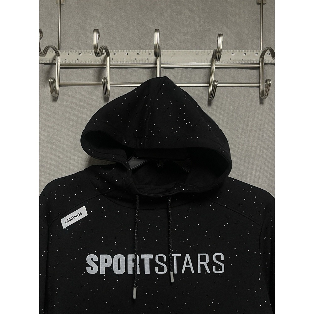Legends Hoodie Men L Black Dots Geometric Hawthorne Tech‎ Pullover Curved Hem